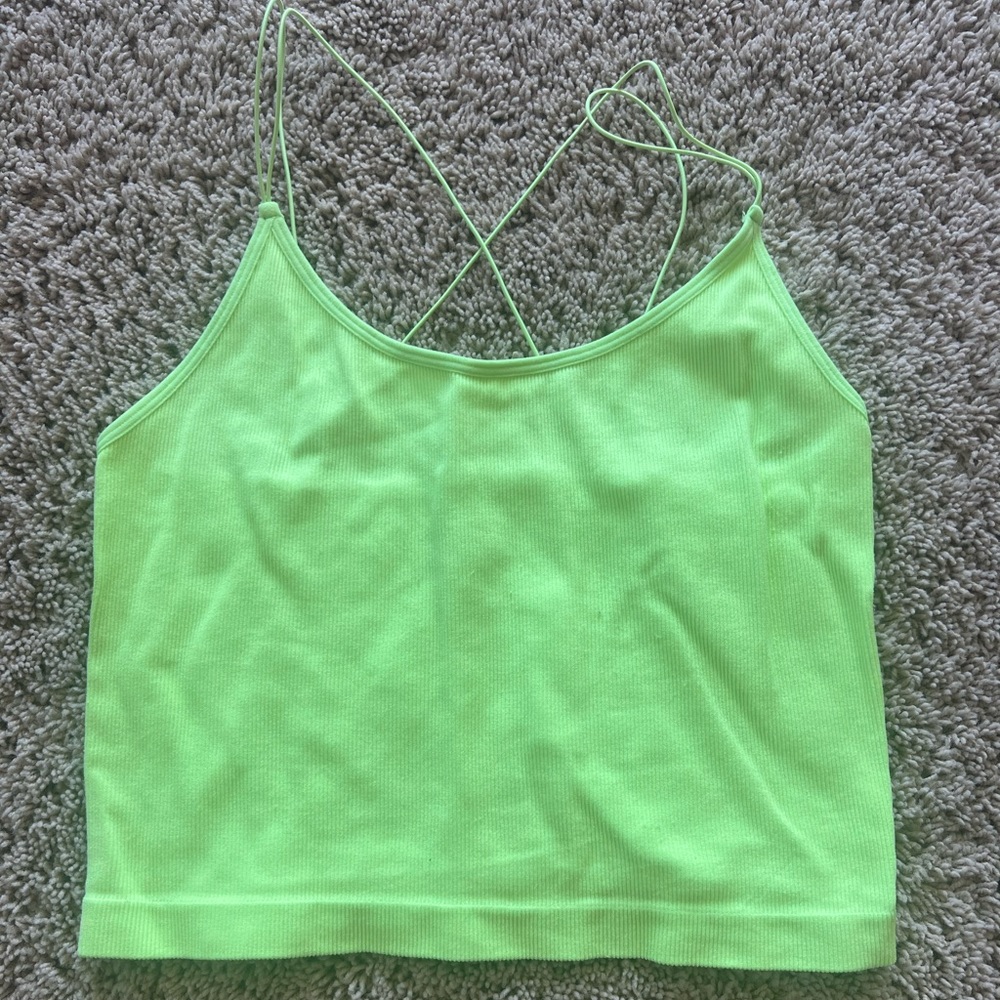 neon green strappy tank top